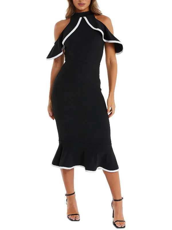 Womens Ruffled Long Cocktail and Party Dress Tunics Custom made
