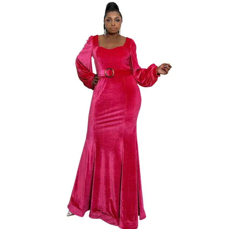 Women's plus size Velvet Mermaid Rosy Prom Dress Long Evening Party Dresses Tunics Prom sequined Women's plus size Velvet Mermaid Rosy Prom Dress Long Evening Party Dresses Tunics Prom sequined