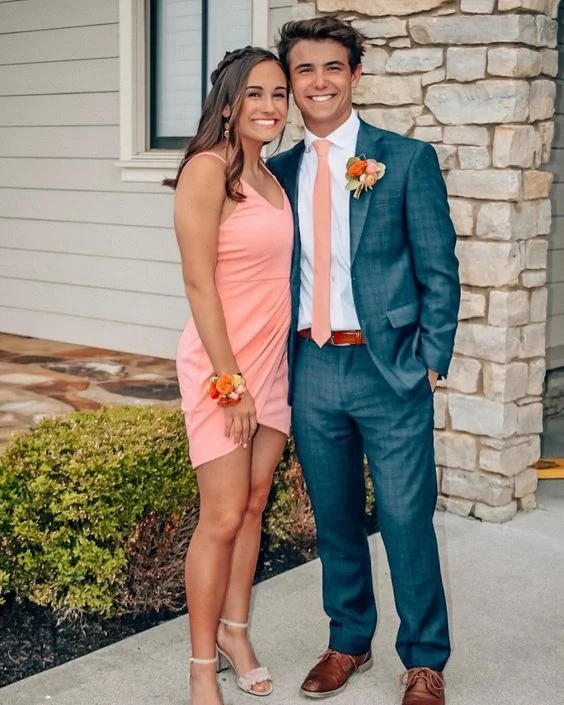 Spaghetti Straps V Neck Homecoming Dress,Mini Dress Y2257 Classic Black Mini Dress