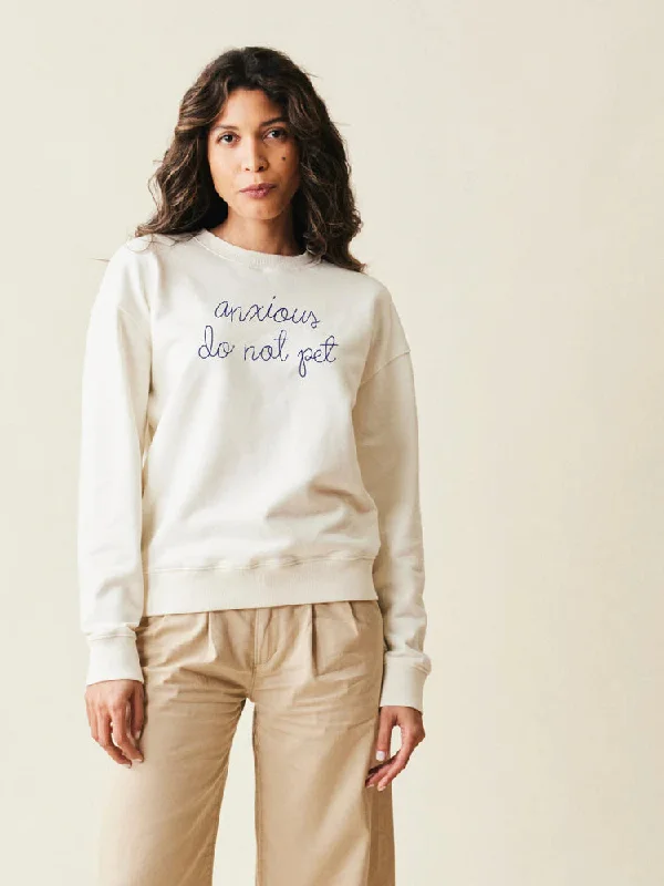 "anxious do not pet" Women's Sweatshirt Hoodie with Ribbed Hem Stretchable Secure