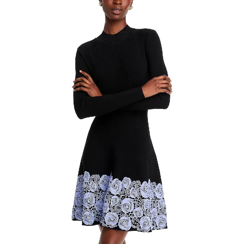 Womens Embroidered Knit Fit & Flare Dress Tunics Sale discount
