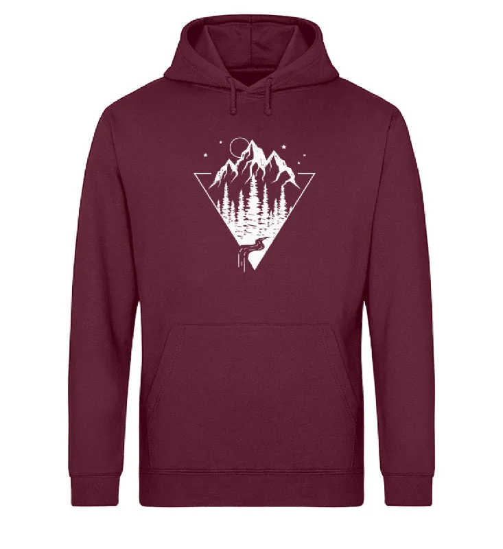 Berge Geometrisch - Unisex Organic Hoodie Hoodie with Rhinestones Sparkly Elegant