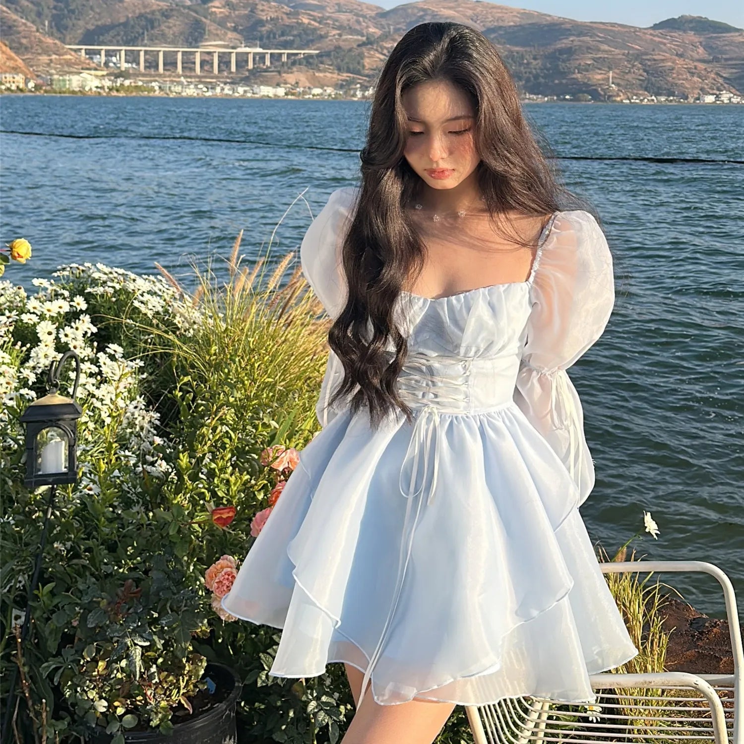 Light Blue Sweet Kawaii Mini Dress Korea Elegant Fashion Dress Womens Fairy Princess Sleeves Chic Summer One Piece Dress Fashionable Polka Dot Mini Dress Light Blue Sweet Kawaii Mini Dress Korea Elegant Fashion Dress Womens Fairy Princess Sleeves Chic Summer One Piece Dress Fashionable Polka Dot Mini Dress