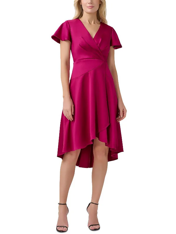 Womens Satin Hi-Low Cocktail and Party Dress Tunics Silk luxurious