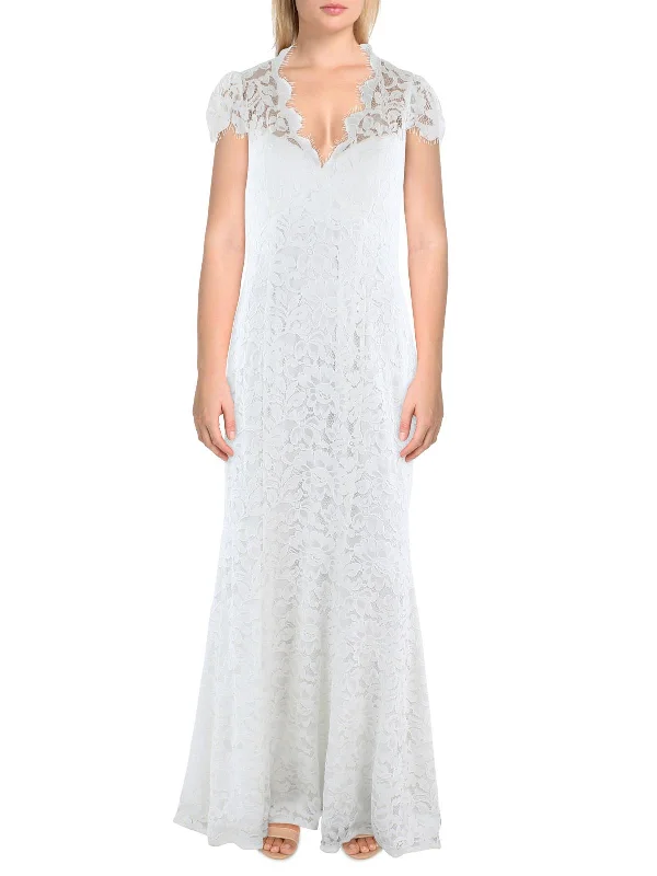 Womens Lace V-Neck Evening Dress Tunics Luxurious high-end