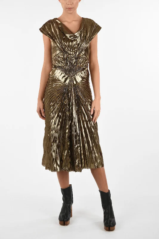 Maison Margiela Metallic Faux Leather Draped Empire Dress Tunics Practical easy-care Maison Margiela Metallic Faux Leather Draped Empire Dress Tunics Practical easy-care