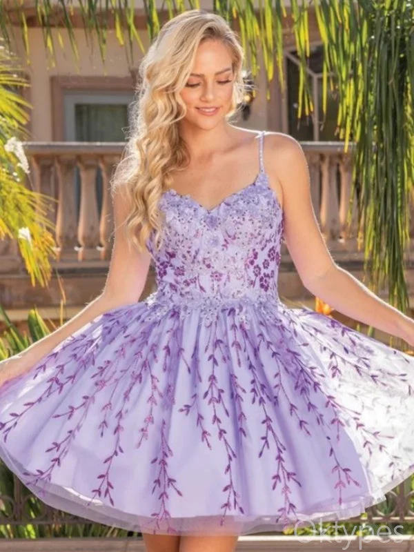 Elegant Appliqued Purple Spaghetti Strap A-Line Women Mini Dresses Homecoming Dresses, PDS0575 Classic Black Mini Dress Elegant Appliqued Purple Spaghetti Strap A-Line Women Mini Dresses Homecoming Dresses, PDS0575 Classic Black Mini Dress