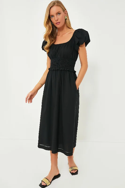 Black Puff Sleeve Flynn Dress Tunics Trousers formal