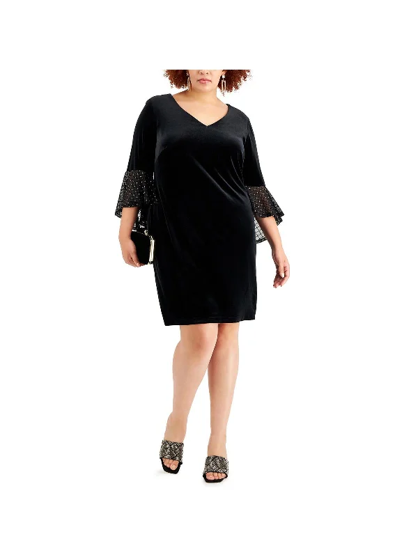 Womens Velvet Glitter Cocktail and Party Dress Tunics Luxurious premium