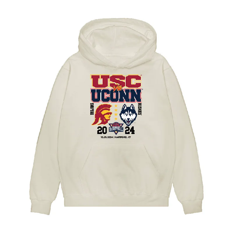 USC - NCAA Women's Basketball : Rian Forestier - Ball is Life - UConn vs USC White Premium Hooded Sweatshirt Hoodie with Puffed Sleeves Voluminous Trendy USC - NCAA Women's Basketball : Rian Forestier - Ball is Life - UConn vs USC White Premium Hooded Sweatshirt Hoodie with Puffed Sleeves Voluminous Trendy
