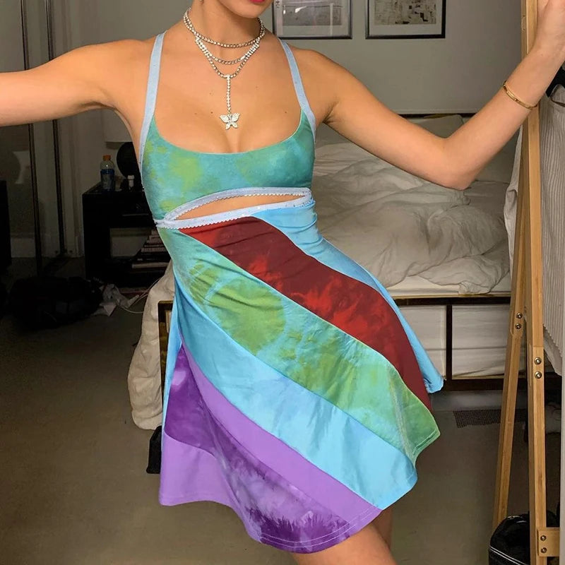 Sexy Women Y2K Mini Dresses Vintage Patchwork Beach Summer Backless Dress Elegant Lady Boho Outfits Evening Party Clothes Fashionable Off-Shoulder Mini Dress Sexy Women Y2K Mini Dresses Vintage Patchwork Beach Summer Backless Dress Elegant Lady Boho Outfits Evening Party Clothes Fashionable Off-Shoulder Mini Dress