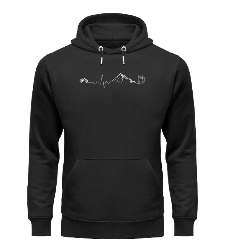 Herzschlag Berge, Bike und Bier - Unisex Premium Organic Hoodie Hoodie with Hem Drawcord Adjustable Customizable Herzschlag Berge, Bike und Bier - Unisex Premium Organic Hoodie Hoodie with Hem Drawcord Adjustable Customizable