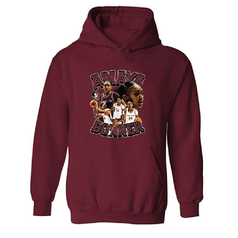FSU - NCAA Women's Basketball : Amaya Bonner - Player Collage Hooded Sweatshirt Hoodie with Drawcord Adjustable Secure