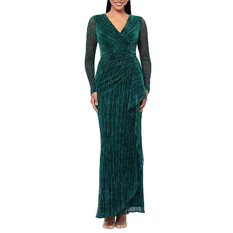Womens Metallic Formal Evening Dress Floral Print girly