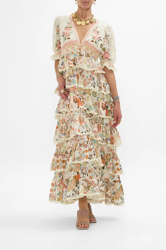 PUFF SLEEVE TIERED SKIRT LONG DRESS IN HONOUR OF HEIRLOOMS Tunics Lace romantic