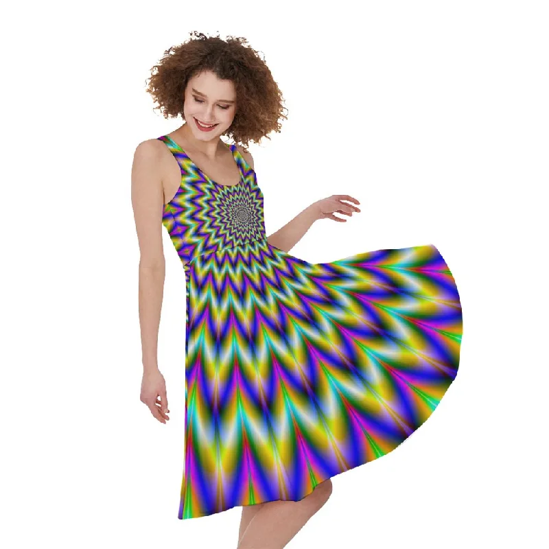 Twinkle Psychedelic Optical Illusion Sleeveless Knee Length Dress Tunics Lace romantic Twinkle Psychedelic Optical Illusion Sleeveless Knee Length Dress Tunics Lace romantic