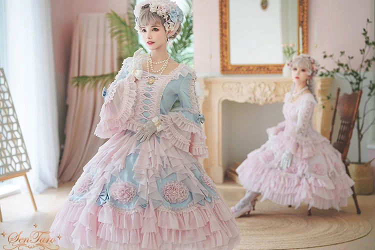 Sentaro~Snow Ear~ Rococo Lolita OP Tea Party Dress Tunics Running lightweight