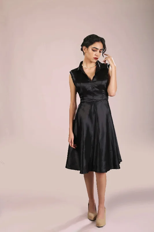 Auroette Satin Midi Skater Dress Tunics Stylish modern