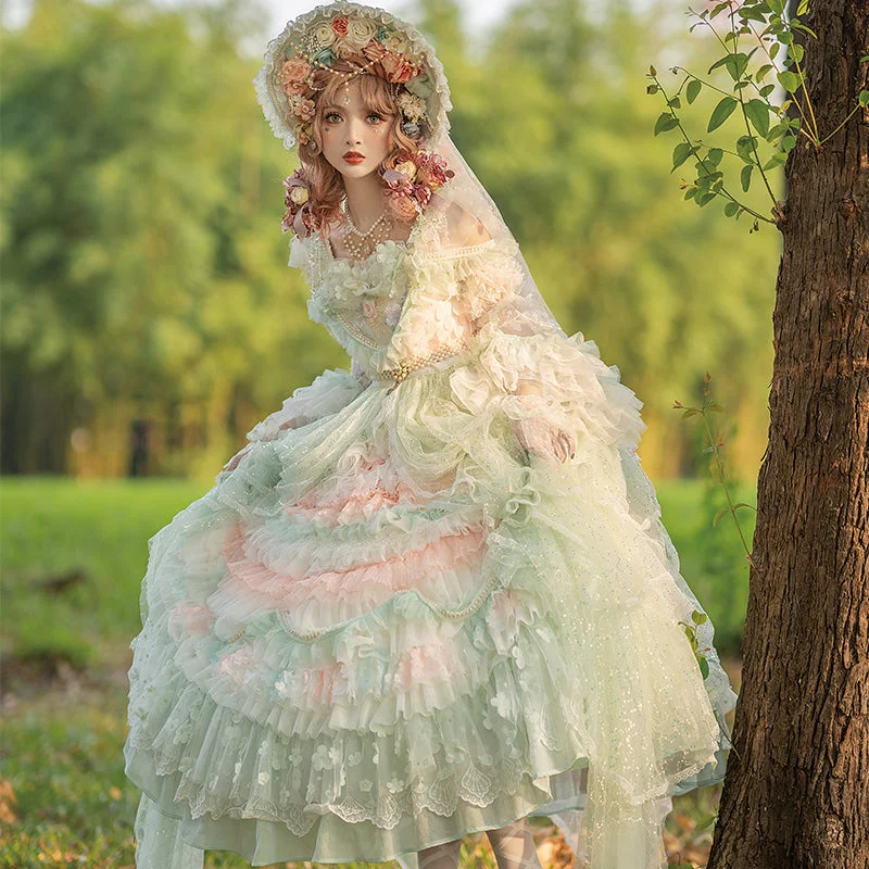 Cat Fairy~The Floating Fireflies and Dreams~Gorgeous Wedding Lolita Tea Party Dress High-Low Hemline Casual