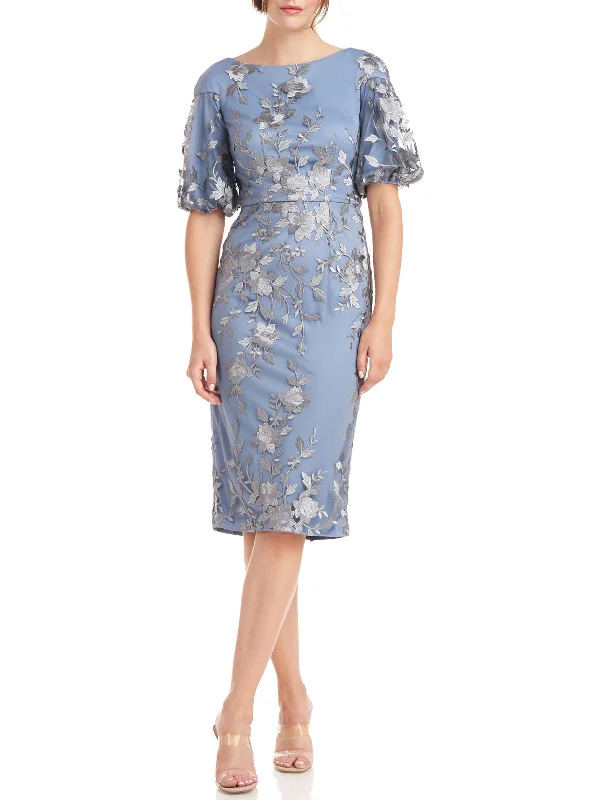Womens Embroidered Midi Cocktail and Party Dress Tunics Spring floral