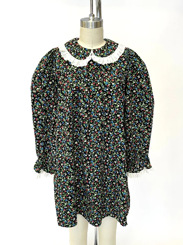 Dôen Ditsy Floral Mini Dress Cozy Long Sleeve Mini Dress