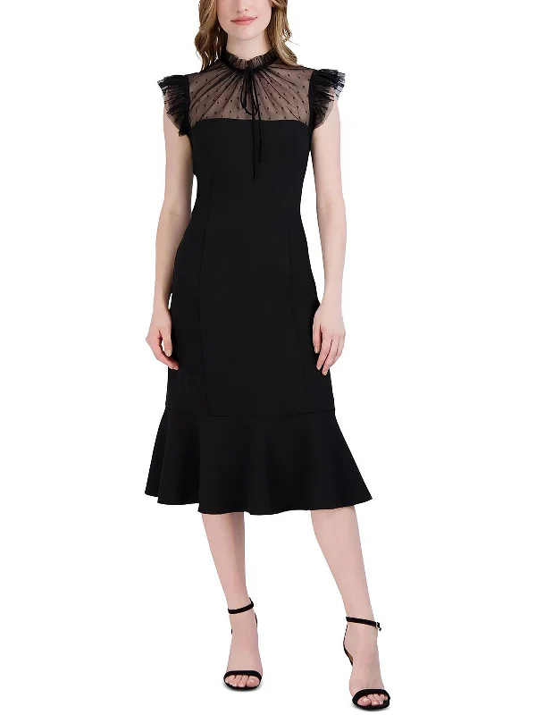 Womens Illusion Ruffle Cocktail and Party Dress Tunics Essential wardrobe