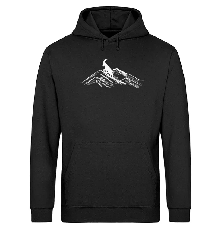 Alpensteinbock auf Berg - Unisex Organic Hoodie Hoodie Sweatshirt Pullover