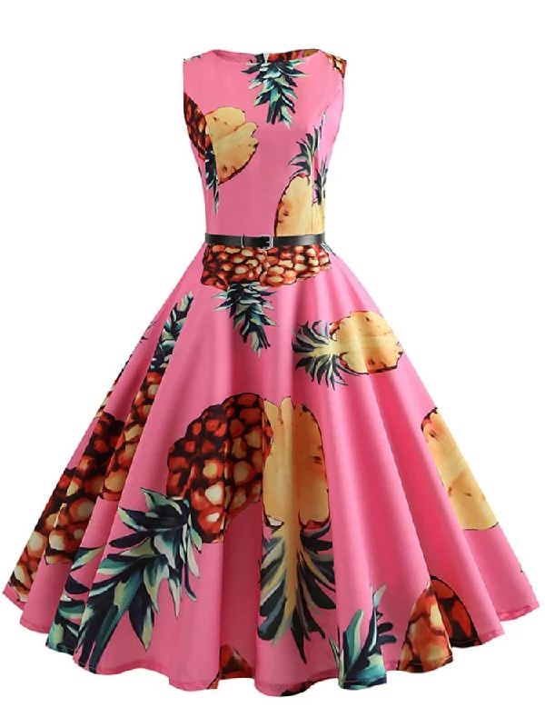 BerriesJam - 2024 Pineapple Print Pin Up Sleeveless A-Line Midi Party Dress Tunics Favorite customer BerriesJam - 2024 Pineapple Print Pin Up Sleeveless A-Line Midi Party Dress Tunics Favorite customer