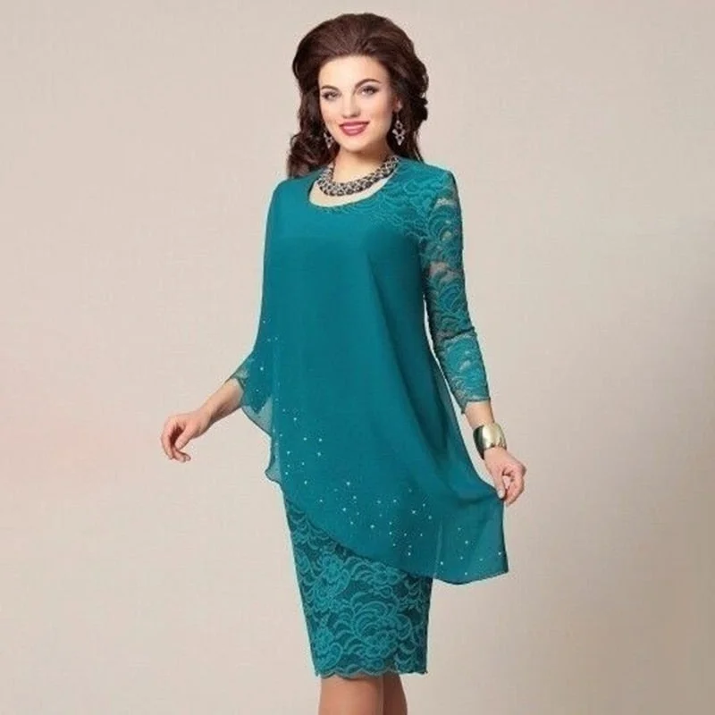 Zjkrl Women Elegant Party Dress Oversized Chiffon Lace Vestidos De Fiesta Evening Three Quarter Robes De Soirée Formal Vetement Femme Tunics Lace romantic Zjkrl Women Elegant Party Dress Oversized Chiffon Lace Vestidos De Fiesta Evening Three Quarter Robes De Soirée Formal Vetement Femme Tunics Lace romantic