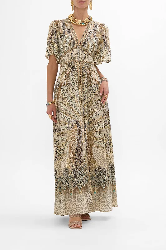 SHAPED WAISTBAND DRESS WITH FLUTTER SLEEVES THE THRONE ROOM Tunics Exclusive limited