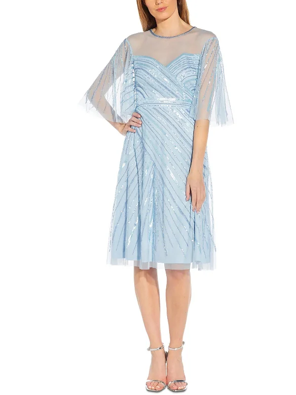 Womens Mesh Embellished Cocktail and Party Dress Tunics Timeless classic