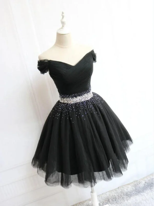 Black Beaded Empire Tulle Sexy Women Mini Dresses Homecoming Dresses, PDS0556 Fashionable Button-Front Mini Dress Black Beaded Empire Tulle Sexy Women Mini Dresses Homecoming Dresses, PDS0556 Fashionable Button-Front Mini Dress
