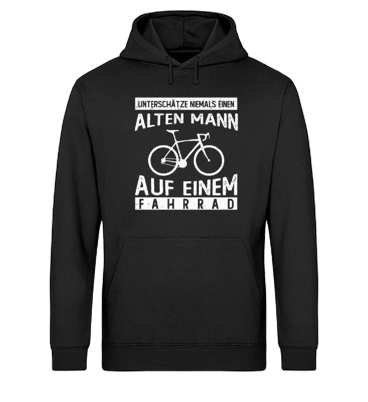 Alter Mann auf einem Fahrrad - Unisex Organic Hoodie Hoodie with Hem Frayed Vintage Worn Alter Mann auf einem Fahrrad - Unisex Organic Hoodie Hoodie with Hem Frayed Vintage Worn