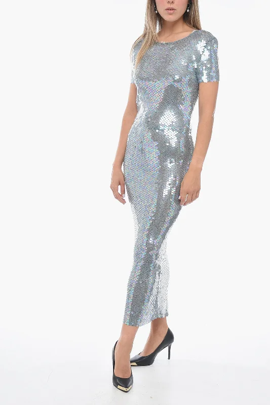 Maison Margiela Sequined Long Dress sweetheart Neckline Romantic