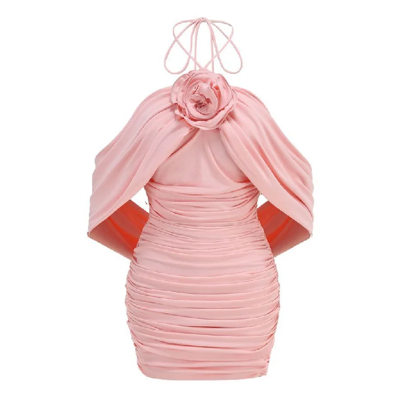 Sexy Rosette Halter Off Shoulder Draped Ruched Bodycon Mini Party Dress Tunics Review highly Sexy Rosette Halter Off Shoulder Draped Ruched Bodycon Mini Party Dress Tunics Review highly