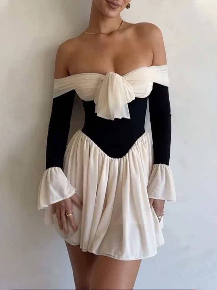 Lace Folds Mini Dress For Women Off The Shoulders Bodycon Splice Sexy Dress Women's Clubwear Fashion Slim Dresses Female Chic Sleeveless Mini Dress Lace Folds Mini Dress For Women Off The Shoulders Bodycon Splice Sexy Dress Women's Clubwear Fashion Slim Dresses Female Chic Sleeveless Mini Dress