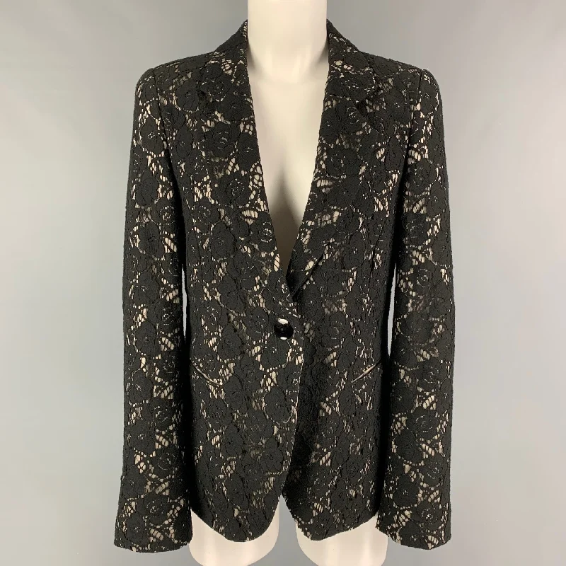 EMPORIO ARMANI Size 8 Black Light Grey Cotton Polyamide Jacket Quilted Jacket Puffer Jacket Insulated Jacket EMPORIO ARMANI Size 8 Black Light Grey Cotton Polyamide Jacket Quilted Jacket Puffer Jacket Insulated Jacket