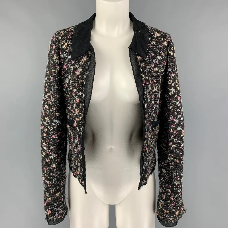 CHANEL B2619 04A Size 4 Black Multi-Color Boucle Open Front Jacket Hoodie Zip-Up Jacket Button-Up Jacket CHANEL B2619 04A Size 4 Black Multi-Color Boucle Open Front Jacket Hoodie Zip-Up Jacket Button-Up Jacket