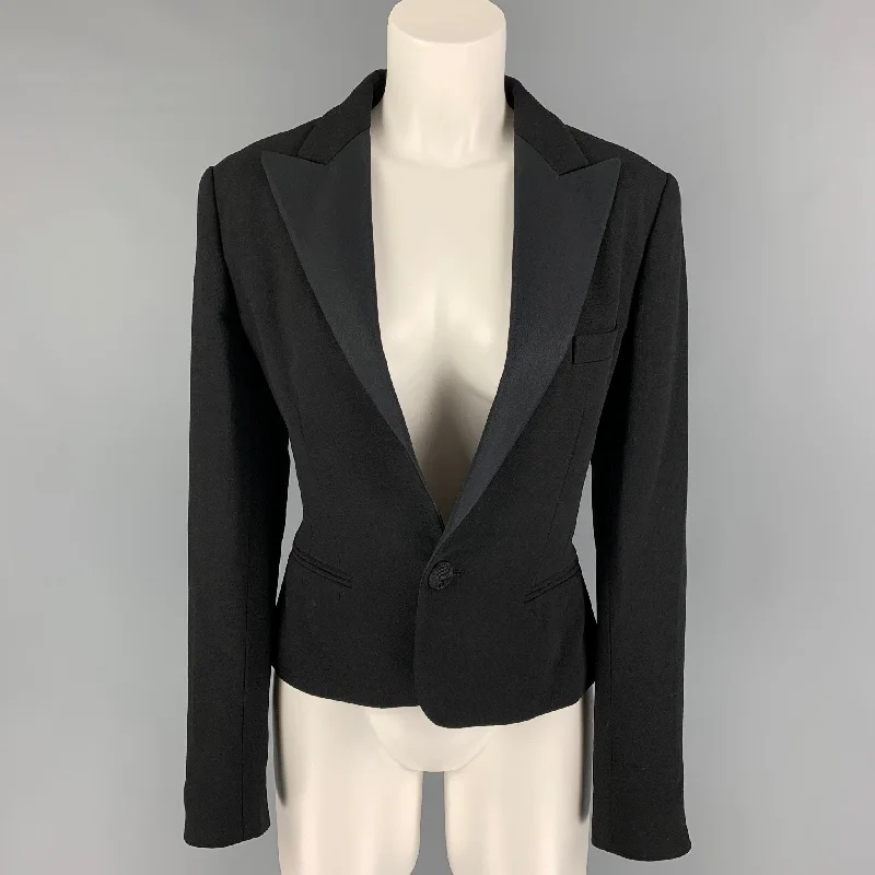 RALPH LAUREN Collection Size M Black Tuxedo Jacket Notch Collar Peter Pan Collar Cowl Neck RALPH LAUREN Collection Size M Black Tuxedo Jacket Notch Collar Peter Pan Collar Cowl Neck
