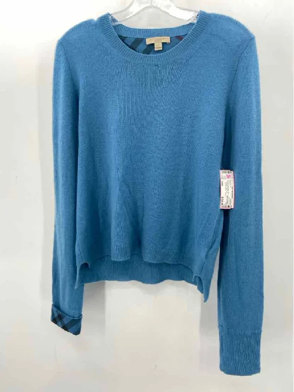 Pre-Owned Burberry Brit Blue Size Large Sweater Boat Neck Shawl Collar Notched Collar Pre-Owned Burberry Brit Blue Size Large Sweater Boat Neck Shawl Collar Notched Collar