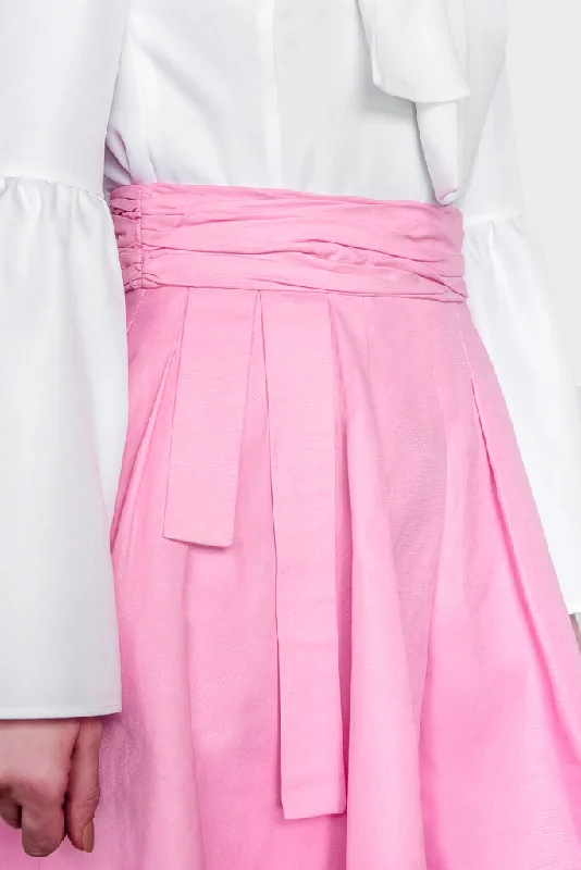 Otus Pink Skater Skirt with Pockets flowy skirt hem