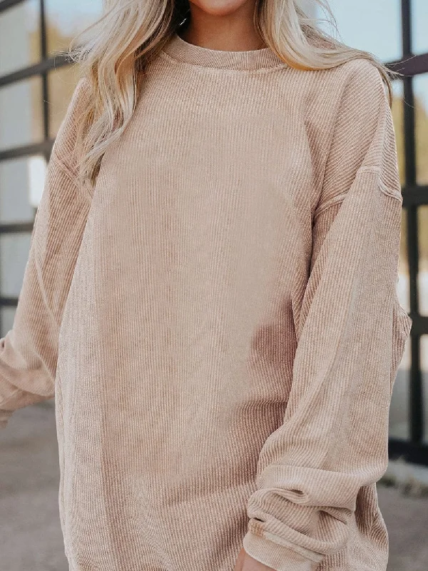 Apricot Corded Ribbed Oversized Sweater Sweater Knitwear Pullover