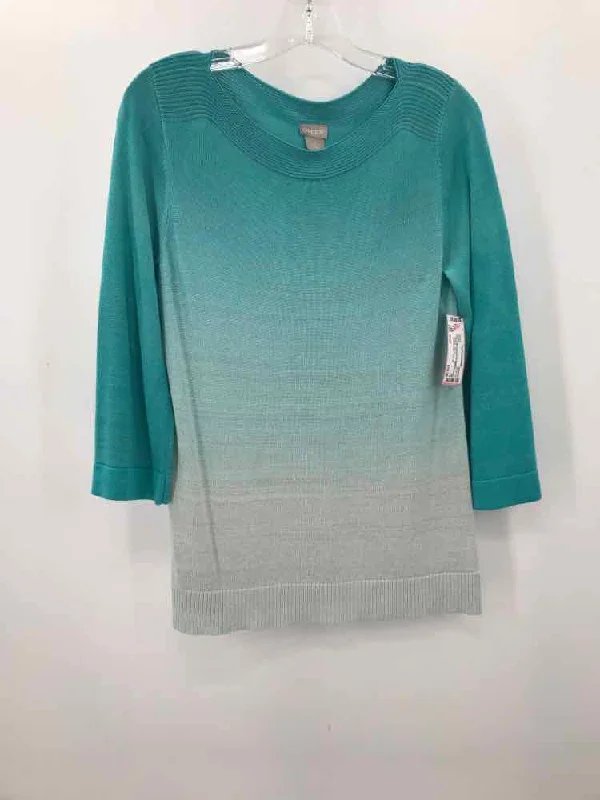 Pre-Owned Chico's Blue Size Small Sweater Boat Neck Shawl Collar Notched Collar