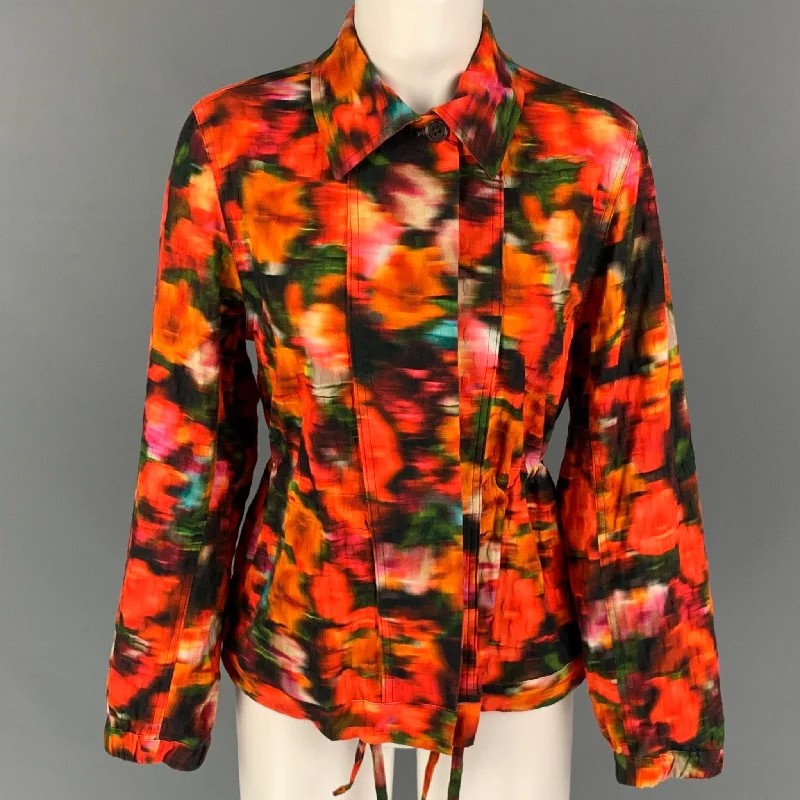 DRIES VAN NOTEN Size 4 Multi-Color Orange Cotton Blend Jacket Fleece Jacket Down Jacket Parka DRIES VAN NOTEN Size 4 Multi-Color Orange Cotton Blend Jacket Fleece Jacket Down Jacket Parka