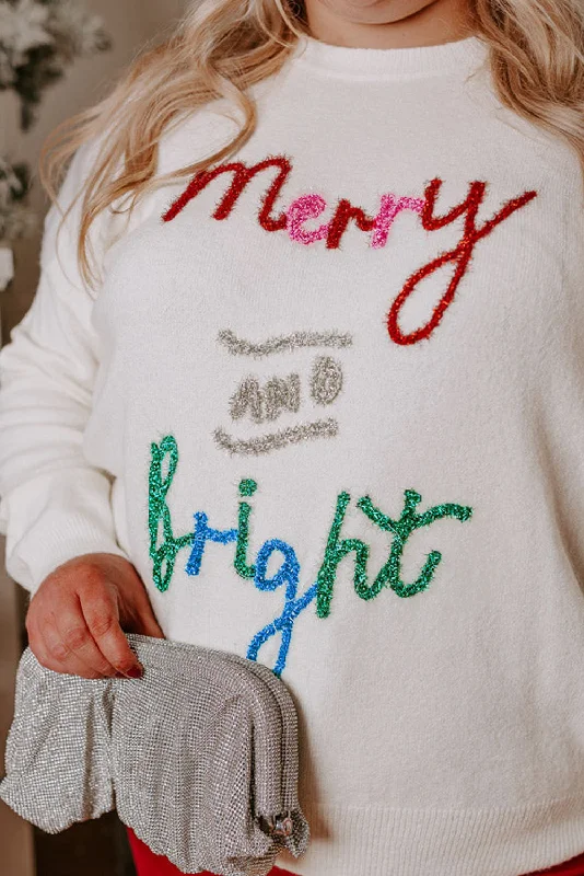 Tinsel Merry AND Bright Pattern Plus Size Christmas Sweater Zippered Buttoned Snapped Tinsel Merry AND Bright Pattern Plus Size Christmas Sweater Zippered Buttoned Snapped