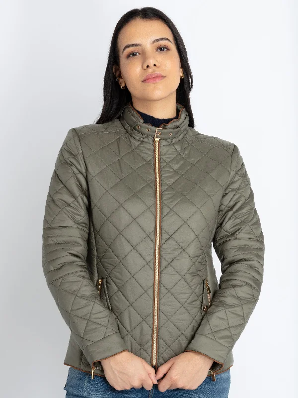Womens Quilted High Neck Jacket Trench Coat Raincoat Waterproof Jacket