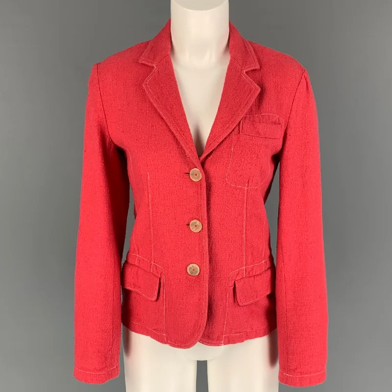JIL SANDER Size 4 Coral Cotton Linen Jacket Blazer Tiered Jacket Buttoned Jacket Zippered Jacket JIL SANDER Size 4 Coral Cotton Linen Jacket Blazer Tiered Jacket Buttoned Jacket Zippered Jacket
