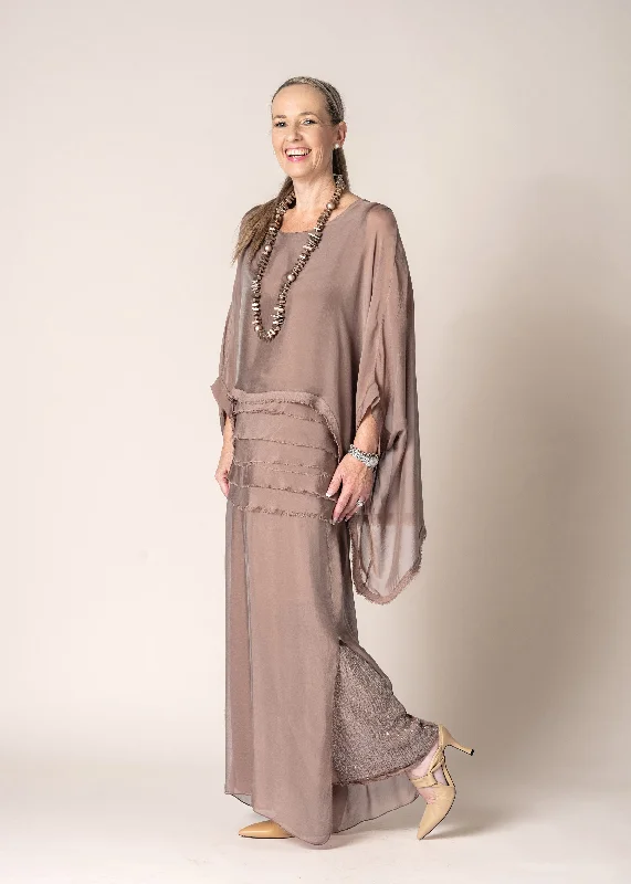 Karolina Silk Pants in Milk Chocolate Comfy Zip-Up Pants