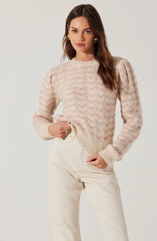 Jaylani Striped Pointelle Sweater Lightweight Heavyweight Midweight