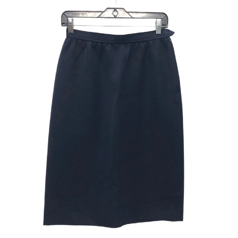 SKIRT LUXURY DESIGNER by YVES SAINT LAURENT In NAVY, Size: S linen skirt relaxed